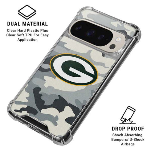 NFL Green Bay Packers Camo Pixel 9/9 Pro Clear Case