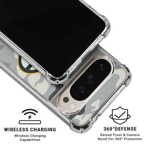 NFL Green Bay Packers Camo Pixel 9/9 Pro Clear Case