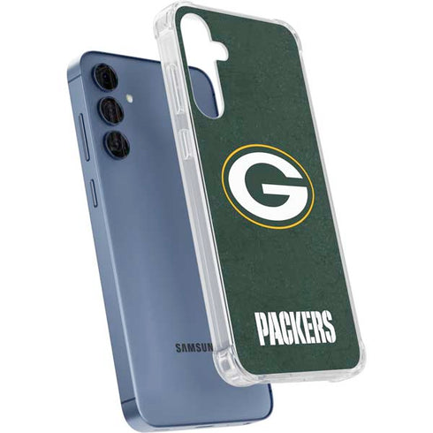 NFL Green Bay Packers Distressed Galaxy A55 5G Clear Case