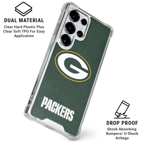 NFL Green Bay Packers Distressed Galaxy S25 Ultra Clear Case