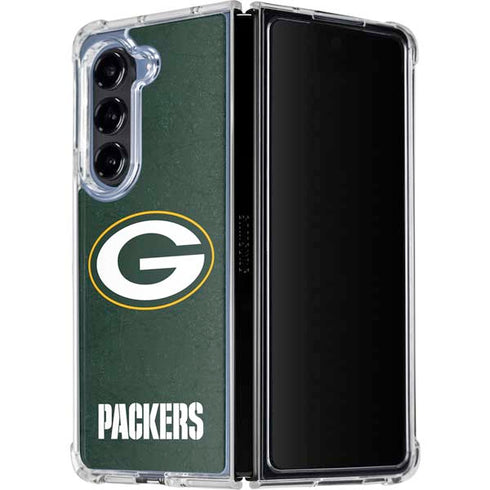 NFL Green Bay Packers Distressed Galaxy Z Fold5 5G Clear Case