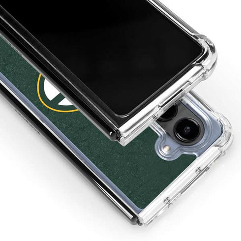 NFL Green Bay Packers Distressed Galaxy Z Fold5 5G Clear Case