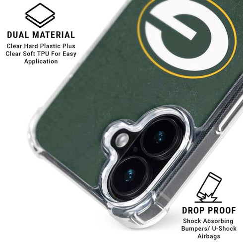 NFL Green Bay Packers Distressed iPhone 16 Clear Case