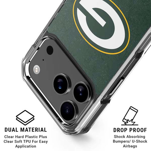 NFL Green Bay Packers Distressed iPhone 18 Pro Clear Case