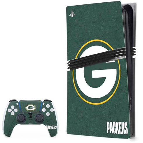 NFL Green Bay Packers Distressed PS5 Pro Bundle Skin