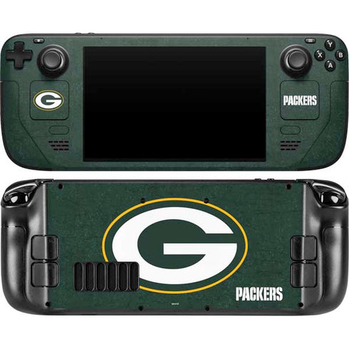 NFL Green Bay Packers Distressed Steam Deck Handheld Gaming Computer OLED Skin