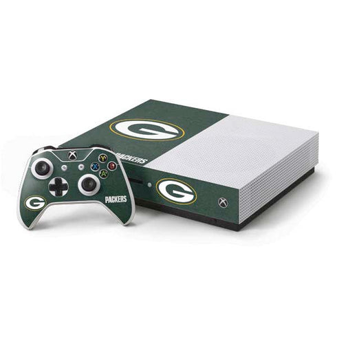 NFL Green Bay Packers Distressed Xbox One S Console and Controller Bundle Skin