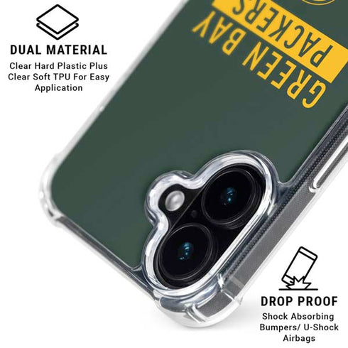 NFL Green Bay Packers Green Performance Series iPhone 16 Plus Clear Case