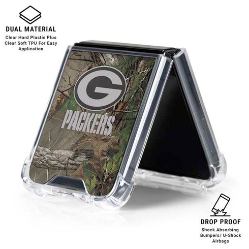 NFL Green Bay Packers Realtree Xtra Green Camo Galaxy Z Flip6 Clear Case