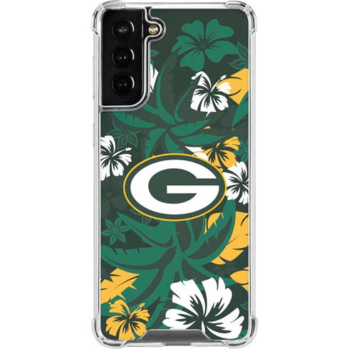 NFL Green Bay Packers Tropical Print Galaxy S22 Plus Clear Case