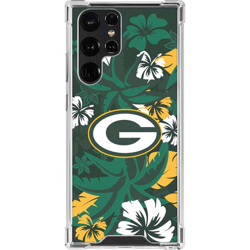 NFL Green Bay Packers Tropical Print Galaxy S23 Ultra Clear Case