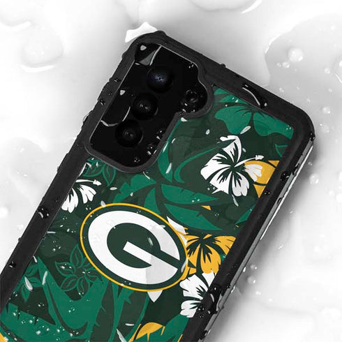 NFL Green Bay Packers Tropical Print Galaxy S24 Plus Waterproof Case