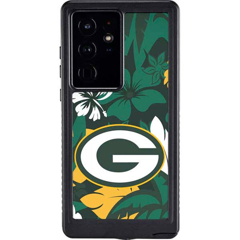 NFL Green Bay Packers Tropical Print Galaxy S24 Ultra Waterproof Case