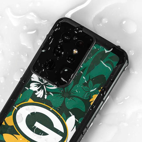 NFL Green Bay Packers Tropical Print Galaxy S24 Ultra Waterproof Case