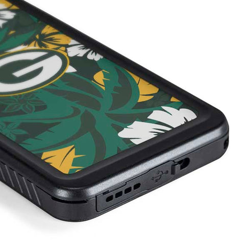 NFL Green Bay Packers Tropical Print Galaxy S24 Waterproof Case