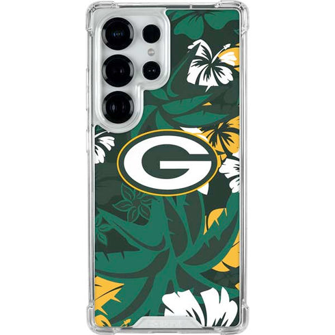 NFL Green Bay Packers Tropical Print Galaxy S25 Ultra Clear Case