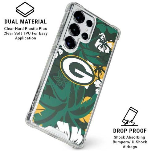 NFL Green Bay Packers Tropical Print Galaxy S25 Ultra Clear Case