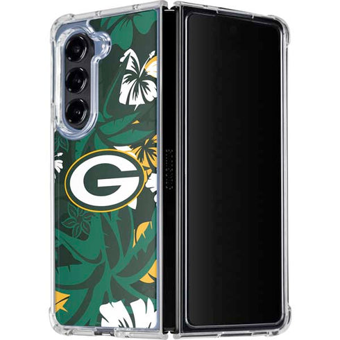 NFL Green Bay Packers Tropical Print Galaxy Z Fold5 5G Clear Case
