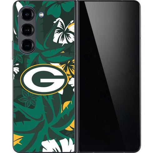 NFL Green Bay Packers Tropical Print Galaxy Z Fold5 5G Skin