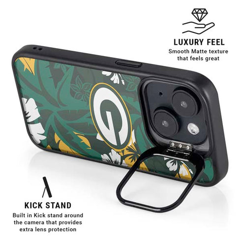 NFL Green Bay Packers Tropical Print iPhone 14 Plus Kickstand Case