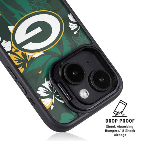 NFL Green Bay Packers Tropical Print iPhone 14 Plus Kickstand Case