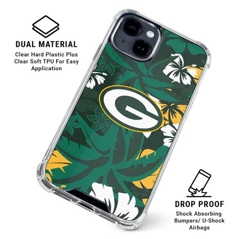 NFL Green Bay Packers Tropical Print iPhone 15 Clear Case