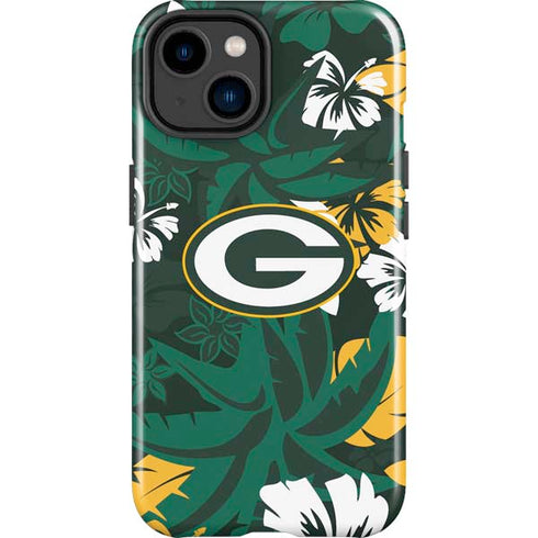 NFL Green Bay Packers Tropical Print iPhone 15 Impact Case