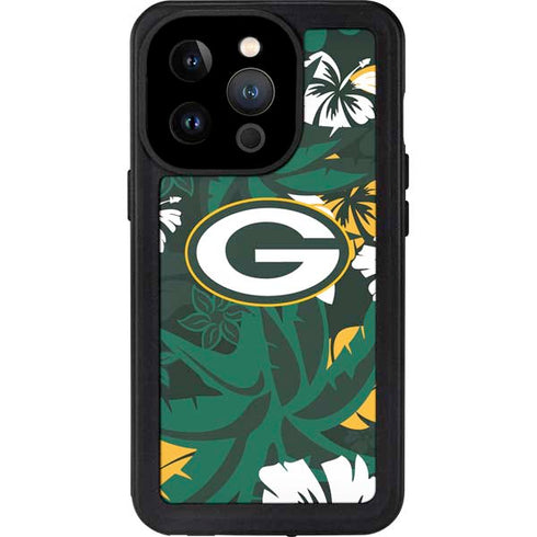 NFL Green Bay Packers Tropical Print iPhone 15 Pro Waterproof Case
