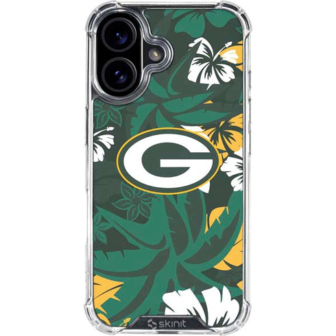 NFL Green Bay Packers Tropical Print iPhone 16 Plus Clear Case