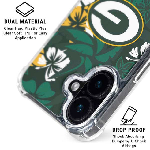 NFL Green Bay Packers Tropical Print iPhone 16 Plus Clear Case