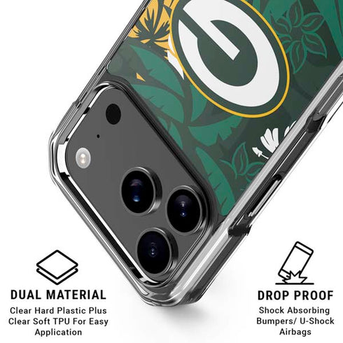 NFL Green Bay Packers Tropical Print iPhone 18 Pro Clear Case