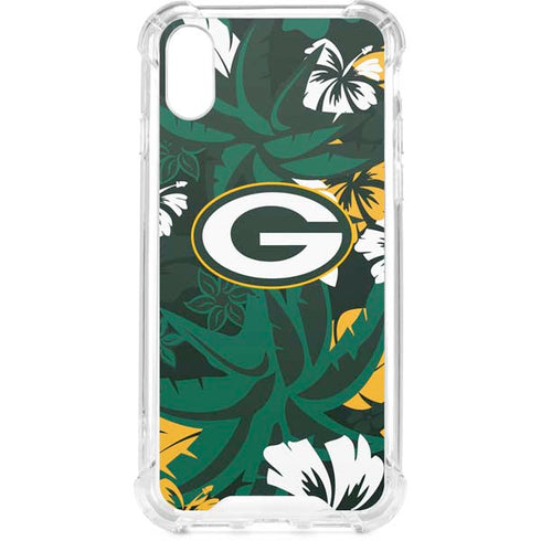 NFL Green Bay Packers Tropical Print iPhone XS Clear Case