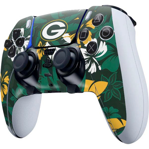 NFL Green Bay Packers Tropical Print PS5 DualSense Edge Pro Controller Skin