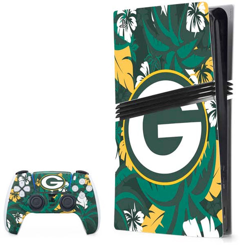NFL Green Bay Packers Tropical Print PS5 Pro Bundle Skin