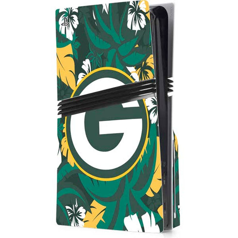 NFL Green Bay Packers Tropical Print PS5 Pro Disk Console Skin