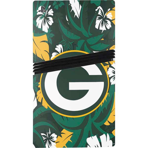 NFL Green Bay Packers Tropical Print PS5 Pro Disk Console Skin