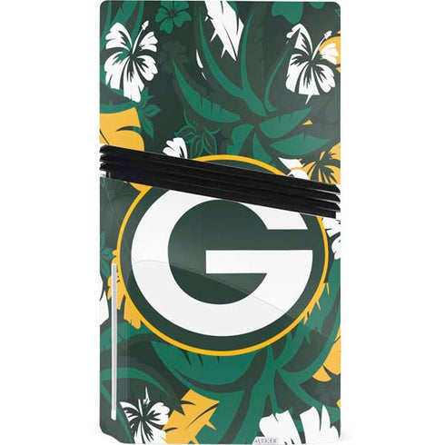 NFL Green Bay Packers Tropical Print PS5 Pro Disk Console Skin