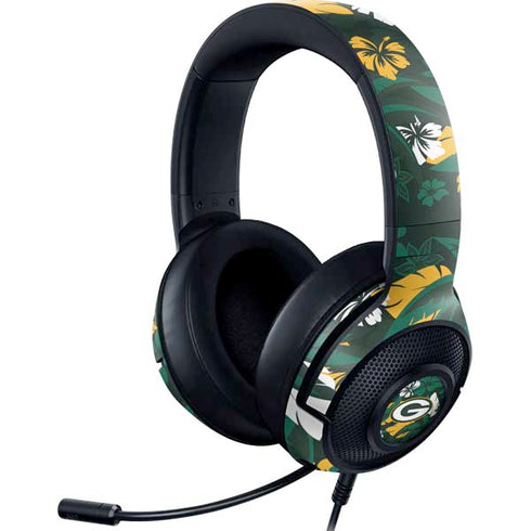 NFL Green Bay Packers Tropical Print Razer Kraken X Skin