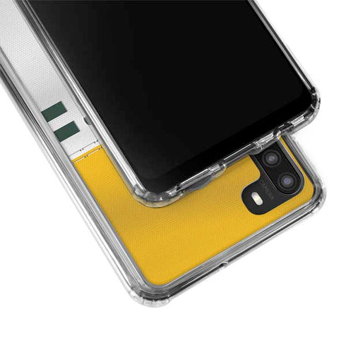 NFL Green Bay Packers White Striped Galaxy A21 Clear Case