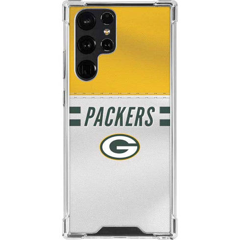 NFL Green Bay Packers White Striped Galaxy S23 Ultra Clear Case