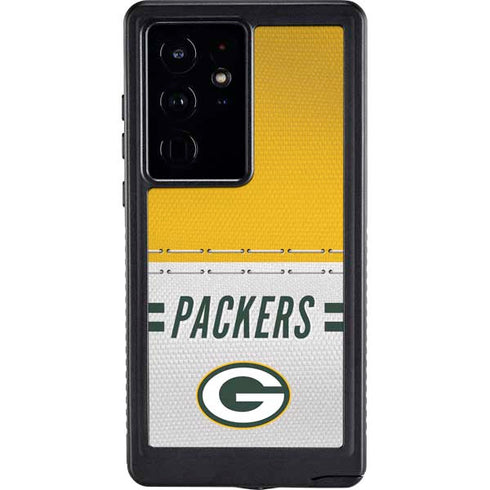 NFL Green Bay Packers White Striped Galaxy S24 Ultra Waterproof Case