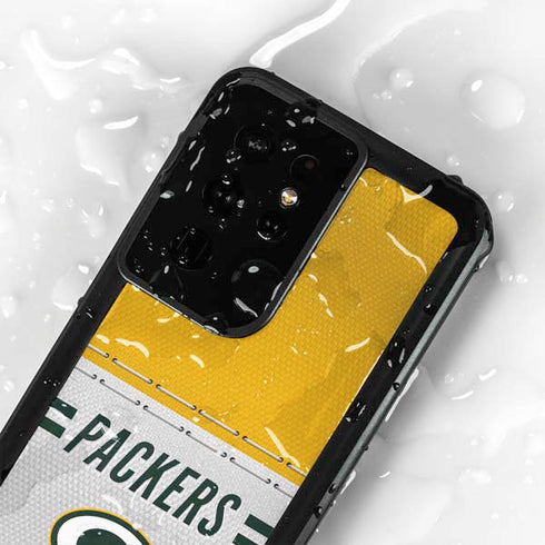 NFL Green Bay Packers White Striped Galaxy S24 Ultra Waterproof Case