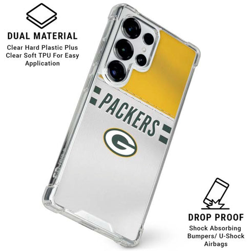 NFL Green Bay Packers White Striped Galaxy S25 Ultra Clear Case