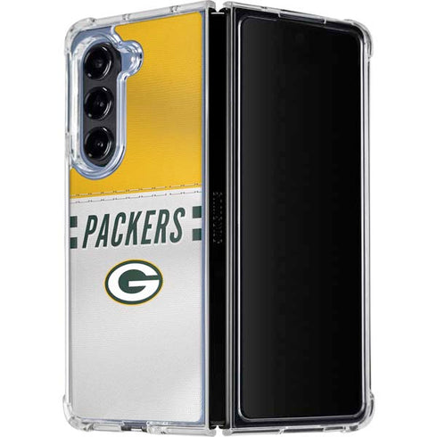 NFL Green Bay Packers White Striped Galaxy Z Fold5 5G Clear Case