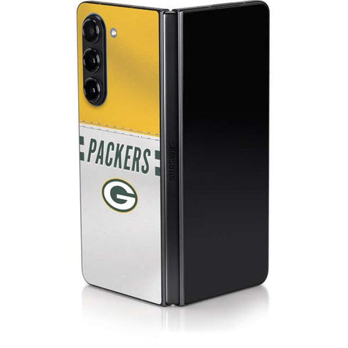 NFL Green Bay Packers White Striped Galaxy Z Fold5 5G Skin