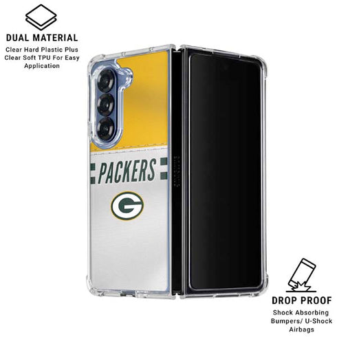 NFL Green Bay Packers White Striped Galaxy Z Fold6 Clear Case