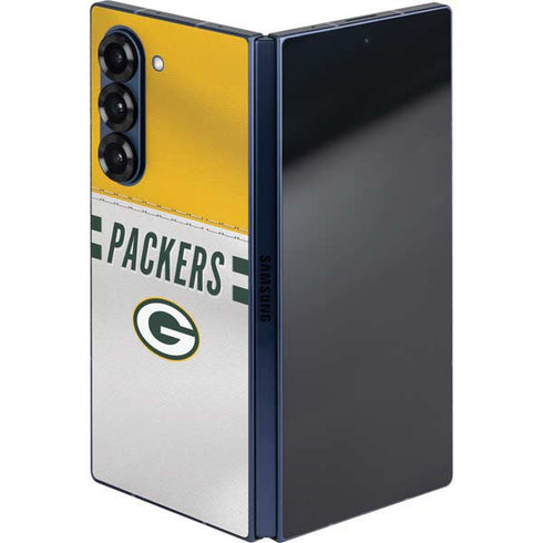 NFL Green Bay Packers White Striped Galaxy Z Fold6 Skin