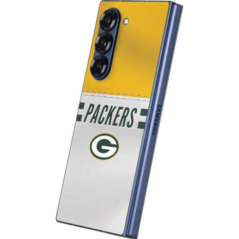 NFL Green Bay Packers White Striped Galaxy Z Fold6 Skin
