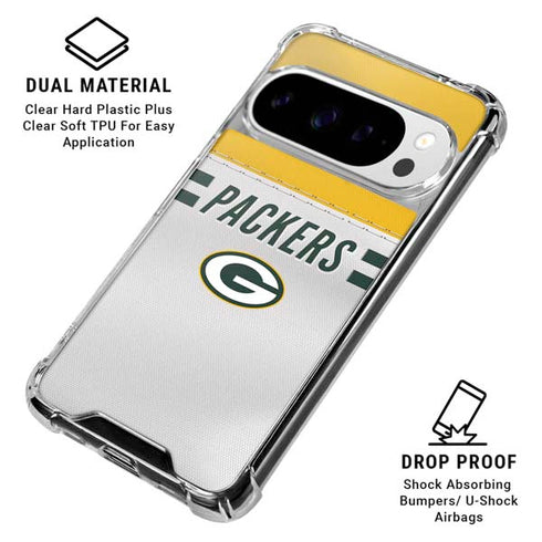 NFL Green Bay Packers White Striped Google Pixel 10 Pro XL Clear Case
