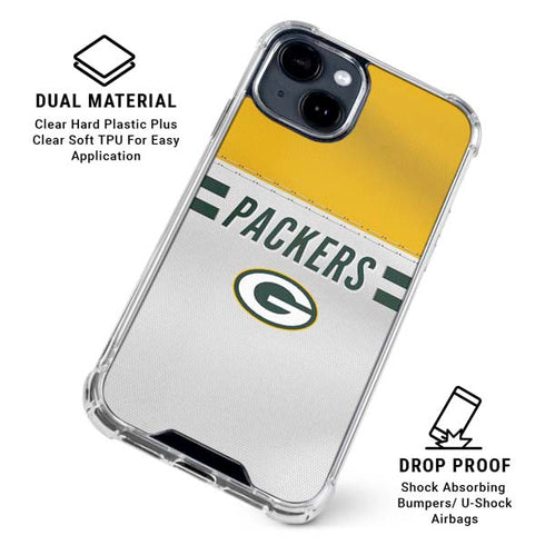 NFL Green Bay Packers White Striped iPhone 15 Clear Case